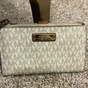Michael Kors Cream and Tan Monogram Wallet